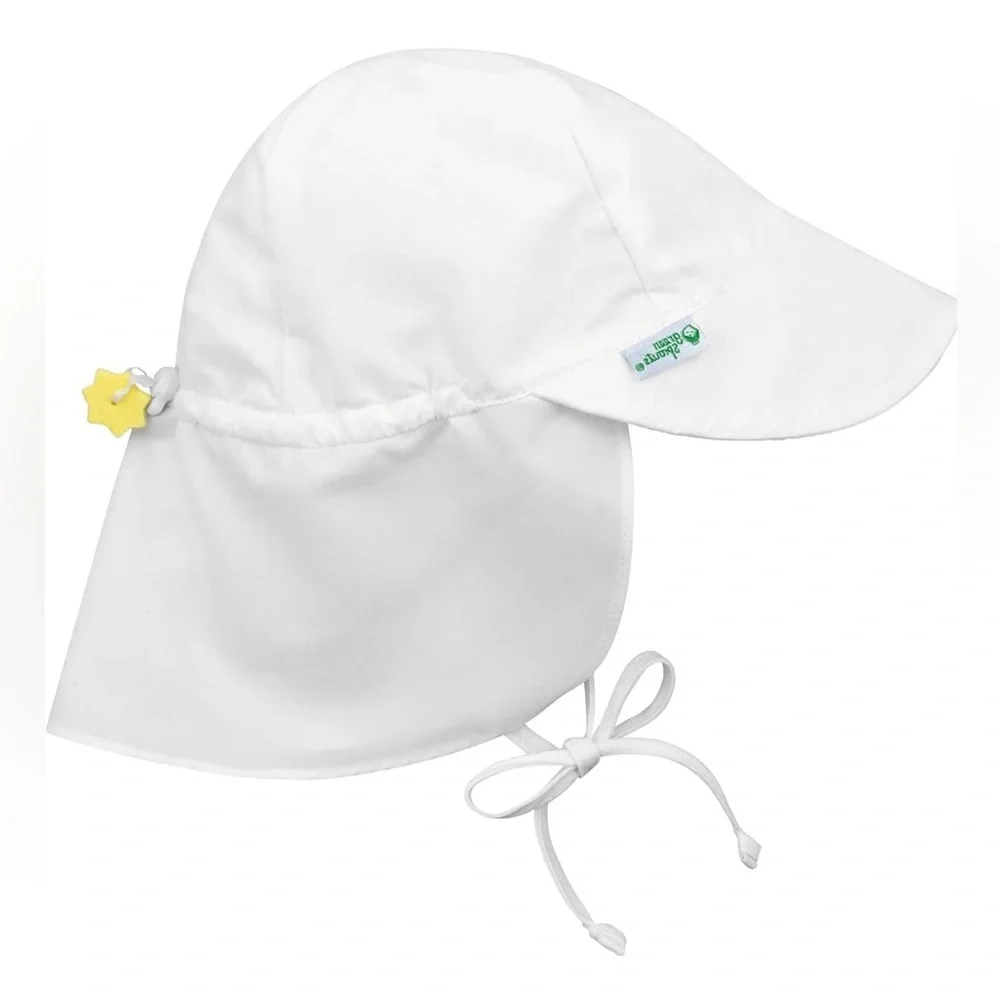 White and Yellow Sun Protection Hat with Neck Coverage